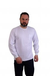 ESER - Bisiklet Yaka Sweatshirt - Cepli - Beyaz thumbnail 1