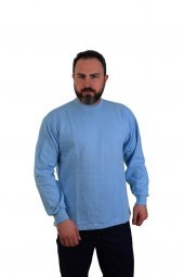 ESER - Bisiklet Yaka Sweatshirt - Cepsiz - Açık Mavi - 1
