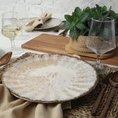 Keramika Vintage Cream Sirius Servis Tabağı 27 Cm 6 Adet 22146 - 3