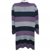 Gül Kurusu Renk Çizgili V Yaka Triko Hırka - 8