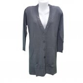 V Yaka Düğmeli Triko Hırka - 2