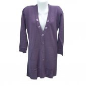 V Yaka Düğmeli Triko Hırka - 7