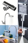 3 Farklı Modlu Çok Amaçlı Musluk Adaptörü Evrensel Musluk Başlığı Şelale Musluk thumbnail 6