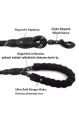 Köpekler İçin Gezdirme Tasması Reflektörlü 130 cm Halat Orta ve Büyük Boy Köpekler İçin Siyah - 2