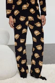 Tarz Rahat Uzun Kollu Geniş Paça Animal Wellsoft Örme Pijama Takımı - 3