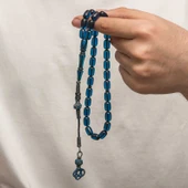 Gümüş Kazaz Püsküllü Sıkma Kehribar Tesbih - 2