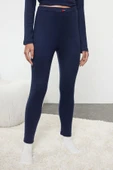 Tarz Rahat Uzun Kollu Boru Paça Gül Aksesuarlı Fitilli Örme Pijama Takımı - 3