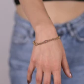 Üç Renkli Geniş Halka Geçişli Doc Zincir Bileklik - 1