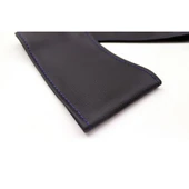 Honda Civic 2001-2005 Uyumlu Direksiyon Kılıfı Dikmeli Siyah Deri Mavi Nakışlı - 3