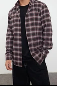 Şık Ekose Kareli Desen Düğmeli Yaka Regular Fit Ekose Desenli Unisex Oduncu Flanel Gömlek - 2