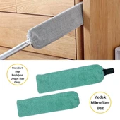 Saplı Mikrofiber Başlıklı Girintili Yüzey Temizleme Mopu Toz Alma Fırçası - 5