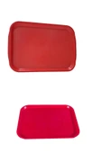 Büyük Boy Kırmızı Plastik Servis Tepsisi  Kırılmaz Lokanta Büfe Fast Food Kullanım ( 53 x37 Cm) - 3