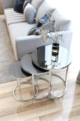 Zigonzi Ecol - 3lü Lüx C Zigon Sehpa Gümüş Füme Aynalı - 2