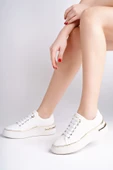Muggo SVETLANA İnce Şerit Detaylı Bağcıklı Günlük Kadın Sneaker Spor Ayakkabı - 10