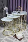 Zigonzi Gold Metal Hasır C Beyaz Mermer Desen, Üçlü - 3