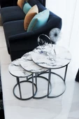 Zigonzi Mermer Desen Metal Zigon Sehpa ( Kırılmaz Cam ) - 1