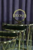 Zigonzi Gold Metal Bronz Aynalı, Hasır C Üçlü Zigon Sehpa - 2