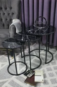 Zigonzi Siyah Metal, Mermer Desen, C Zigon Sehpa - 1