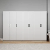 Midoser Kardelen Serisi Beyaz 7 Kapaklı 10 Raflı 260 Cm Elbise Dolabı - Gardırop Seti, Derinlik : 50 Cm - 2