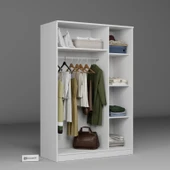Midoser Kardelen Serisi 120 Cm Mat Beyaz 3 Kapılı 5 Raflı Elbise Dolabı - Gardırop Seti - 5