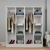 Midoser Kardelen Serisi Mat Beyaz 4 Kapılı 8 Raflı Elbise Dolabı 160 Cm - Gardırop Seti thumbnail 1