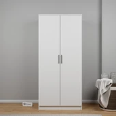 Midoser Kardelen Serisi 80 Cm Mat Beyaz 2 Kapılı 4 Raflı Elbise Dolabı - 3