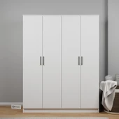 Midoser Kardelen Serisi 140 Cm Mat Beyaz 4 Kapılı 5 Raflı Elbise Dolabı - 3