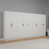 Midoser Kardelen Serisi Beyaz 9 Kapılı 14 Raflı 340 Cm Elbise Dolabı - Gardırop Seti, Derinlik : 50 Cm - 3