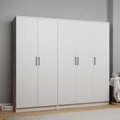 Midoser Kardelen Serisi Mat Beyaz 5 Kapılı 9 Raflı Elbise Dolabı 200 Cm - Gardırop Seti - 3