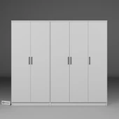 Midoser Kardelen Serisi Mat Beyaz 5 Kapılı 9 Raflı Elbise Dolabı 200 Cm - Gardırop Seti - 5