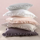 Maki Home %100 Pamuklu Fırfırlı Gri 240x220+2*(50x70) Battal Boy Nevresim ve Yastık Kılıfı Seti - 4