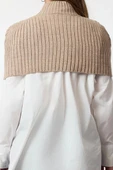 Stil Modern Kadın Crop Standart Kol Dik Yaka Balıkçı Yaka Triko Süveter - 5