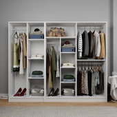 Midoser Kardelen Serisi Mat Beyaz 6 Kapılı 9 Raflı Elbise Dolabı 220 Cm - Gardırop Seti - 1