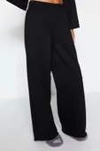Tarz Rahat Uzun Kollu Geniş Paça Geniş Kalıp Örme Pijama Takımı - 4