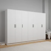 Midoser Kardelen Serisi Beyaz 7 Kapaklı 10 Raflı 260 Cm Elbise Dolabı - Gardırop Seti, Derinlik : 50 Cm - 3