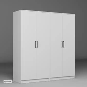 Midoser Kardelen Serisi Mat Beyaz 4 Kapılı 8 Raflı Elbise Dolabı 160 Cm - Gardırop Seti thumbnail 6