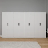 Midoser Kardelen Serisi Beyaz 8 Kapılı 14 Raflı 300 Cm Elbise Dolabı - Gardırop Seti, Derinlik : 50 Cm - 2