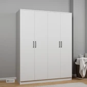 Midoser Kardelen Serisi 140 Cm Mat Beyaz 4 Kapılı 5 Raflı Elbise Dolabı - 2