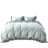 Maki Home %100 Pamuklu Fırfırlı Gri 240x220+2*(50x70) Battal Boy Nevresim ve Yastık Kılıfı Seti - 3