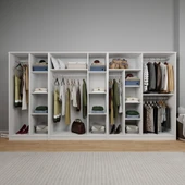 Midoser Kardelen Serisi Beyaz 9 Kapılı 14 Raflı 340 Cm Elbise Dolabı - Gardırop Seti, Derinlik : 50 Cm - 1