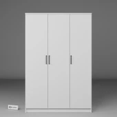 Midoser Kardelen Serisi 120 Cm Mat Beyaz 3 Kapılı 5 Raflı Elbise Dolabı - Gardırop Seti - 4