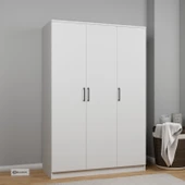 Midoser Kardelen Serisi 120 Cm Mat Beyaz 3 Kapılı 5 Raflı Elbise Dolabı - Gardırop Seti - 3