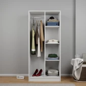 Midoser Kardelen Serisi 80 Cm Mat Beyaz 2 Kapılı 4 Raflı Elbise Dolabı - 1