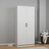 Midoser Kardelen Serisi 80 Cm Mat Beyaz 2 Kapılı 4 Raflı Elbise Dolabı - 2