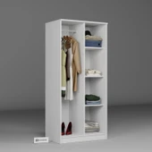 Midoser Kardelen Serisi 80 Cm Mat Beyaz 2 Kapılı 4 Raflı Elbise Dolabı - 5