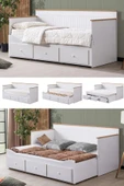 Yavrulu Karyola, Marmaris Divan Karyola Çekmeceli Açılır Çift Kişilik Karyola + Soft Yatak - 1