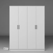 Midoser Kardelen Serisi 140 Cm Mat Beyaz 4 Kapılı 5 Raflı Elbise Dolabı - 6