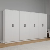 Midoser Kardelen Serisi Beyaz 8 Kapılı 14 Raflı 300 Cm Elbise Dolabı - Gardırop Seti, Derinlik : 50 Cm - 3