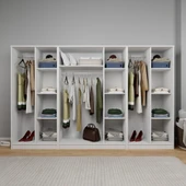 Midoser Kardelen Serisi Beyaz 7 Kapılı 13 Raflı 280 Cm Elbise Dolabı-gardırop Seti, Derinlik : 50 Cm - 1