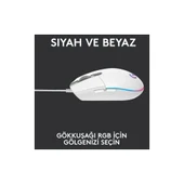 Logitech G G102 Lightsync RGB Kablolu Gaming Mouse, Beyaz-TEŞHİR - 7